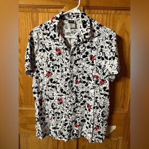 Disney Men's Mickey Mouse Collage Shirt - Black, White, and Red